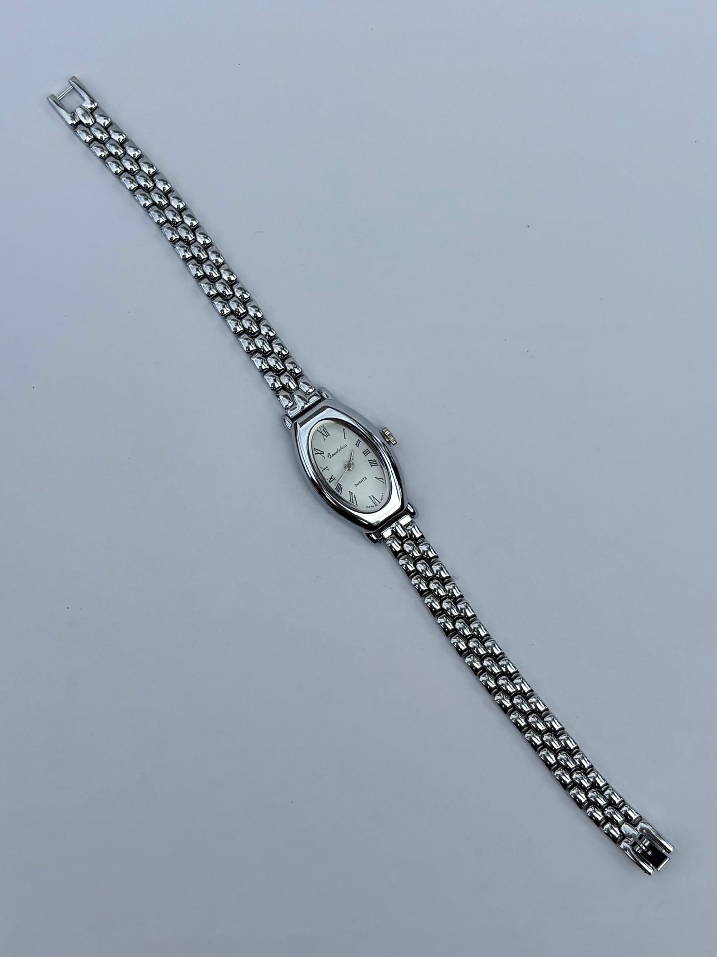 Oval White Vintage Minimalist Silver Womens Watch Small Face