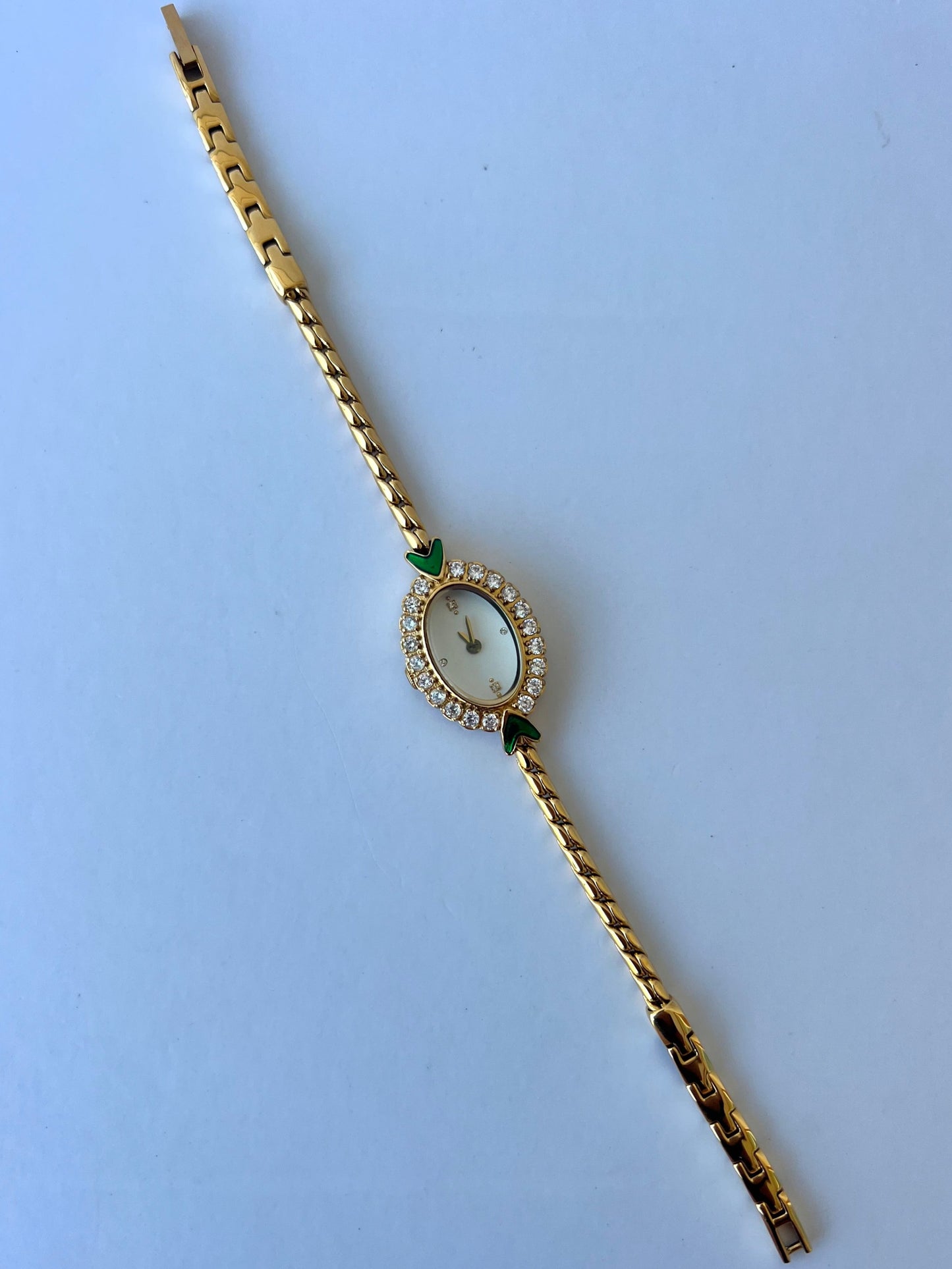 Fairy Green Womens Vintage Quartz Watch Wristwatch Gold tone