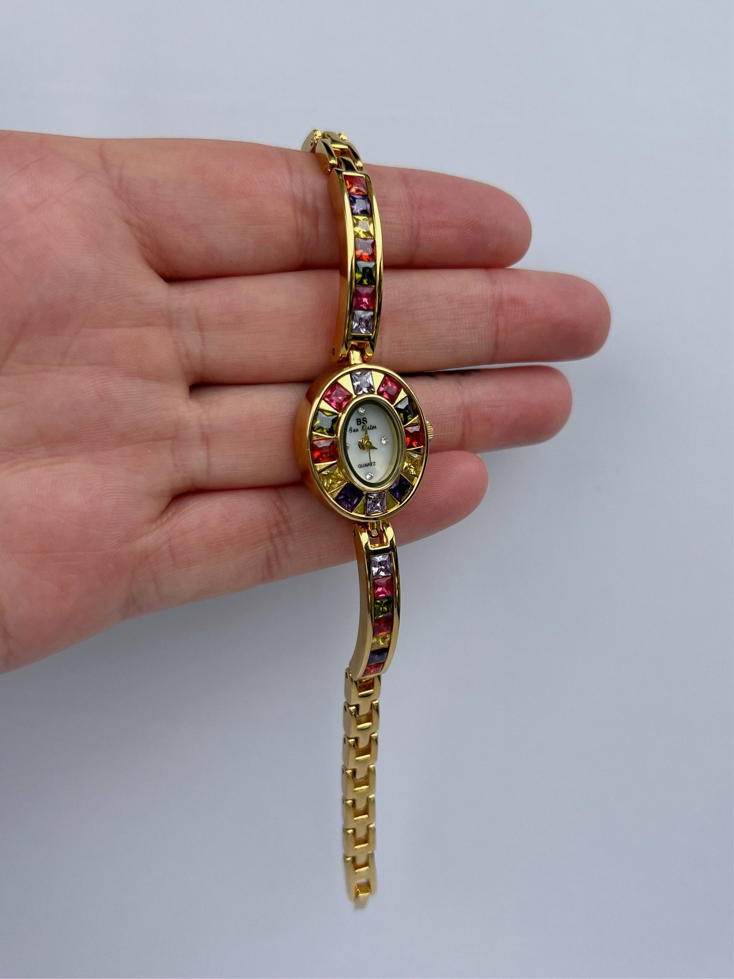 Vintage Mural Colorful Gold Womens Watch Small Face