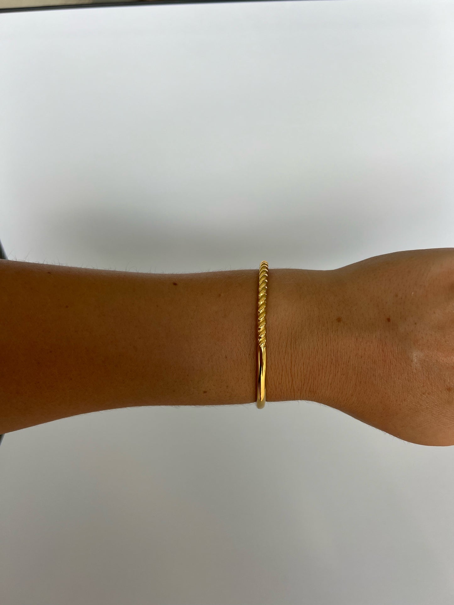 Waterproof 18k Gold Bracelet Cuff Swirl Solid