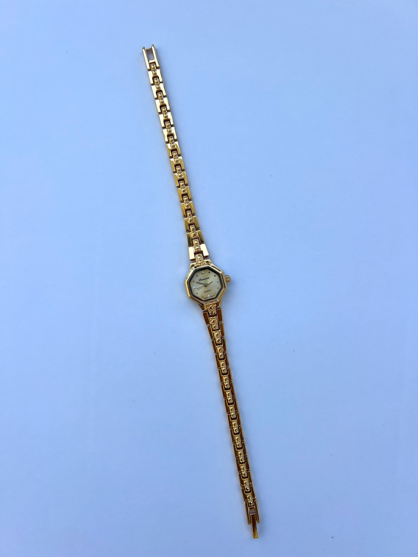 Octagon Womens Classic Vintage Quartz Watch Wristwatch Gold tone