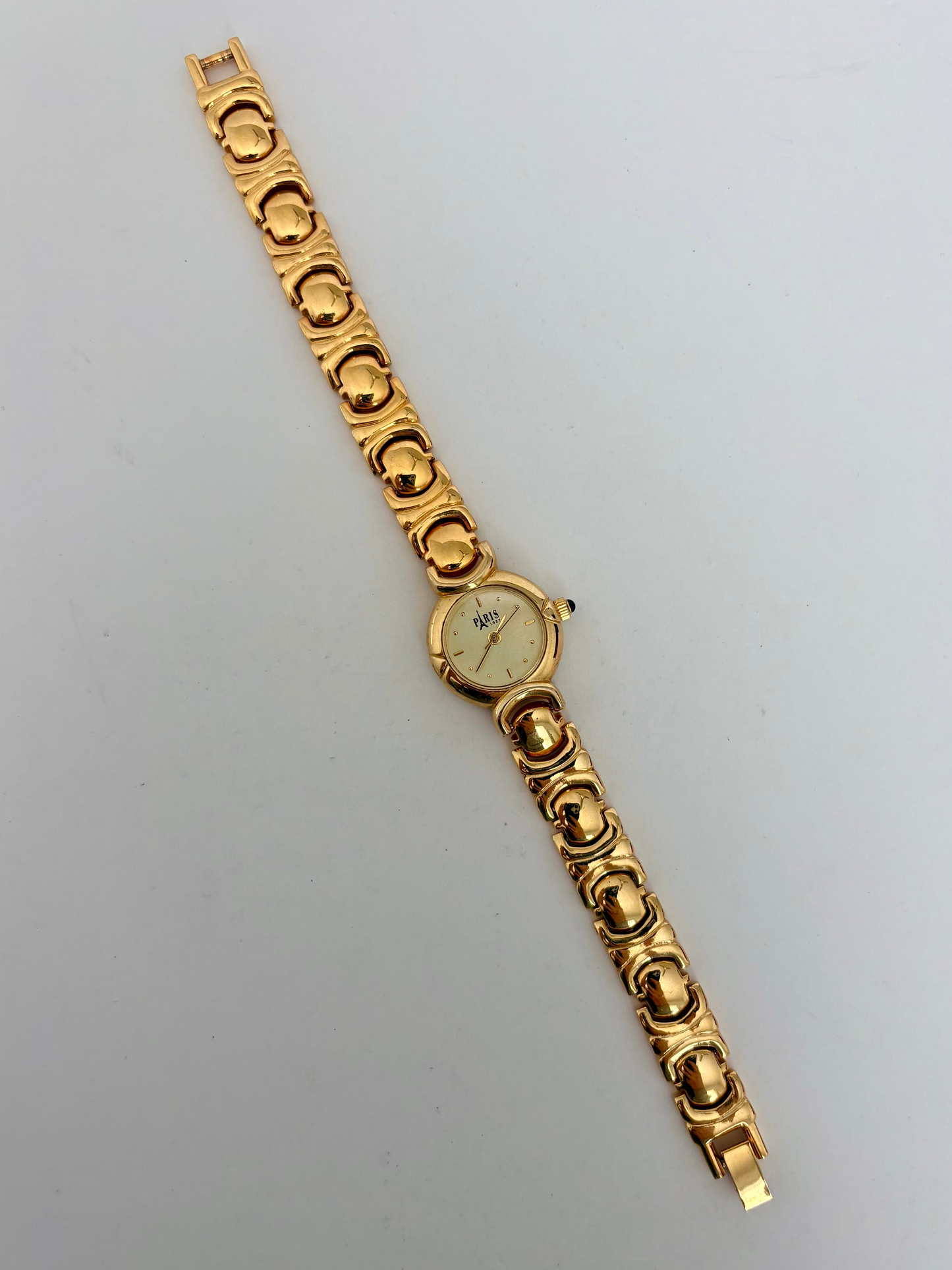Rare Vintage Gold Toned Circle Dial Womens Watch