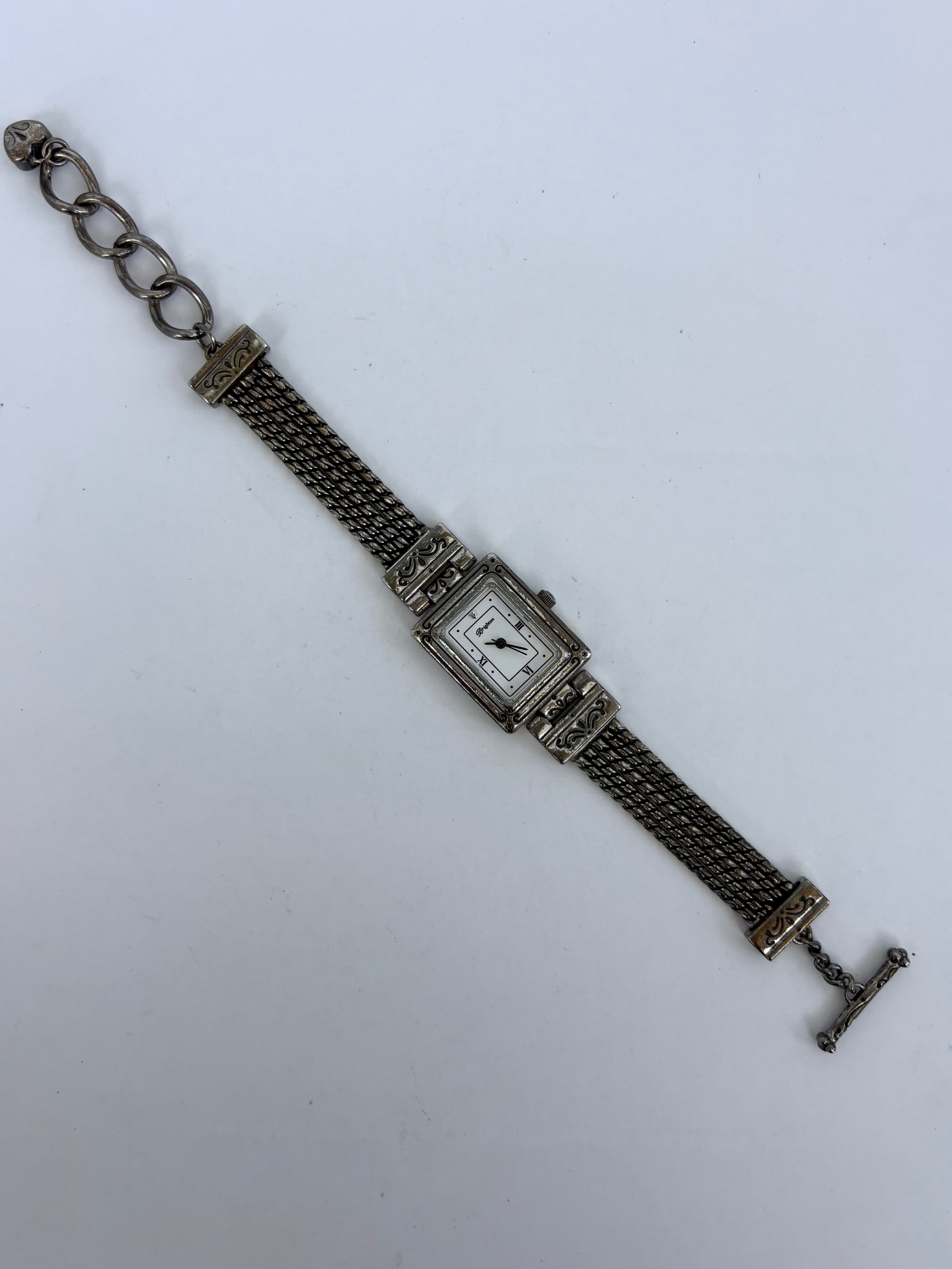 Rare Vintage Rectangle Face Brighton Silver Womens Watch