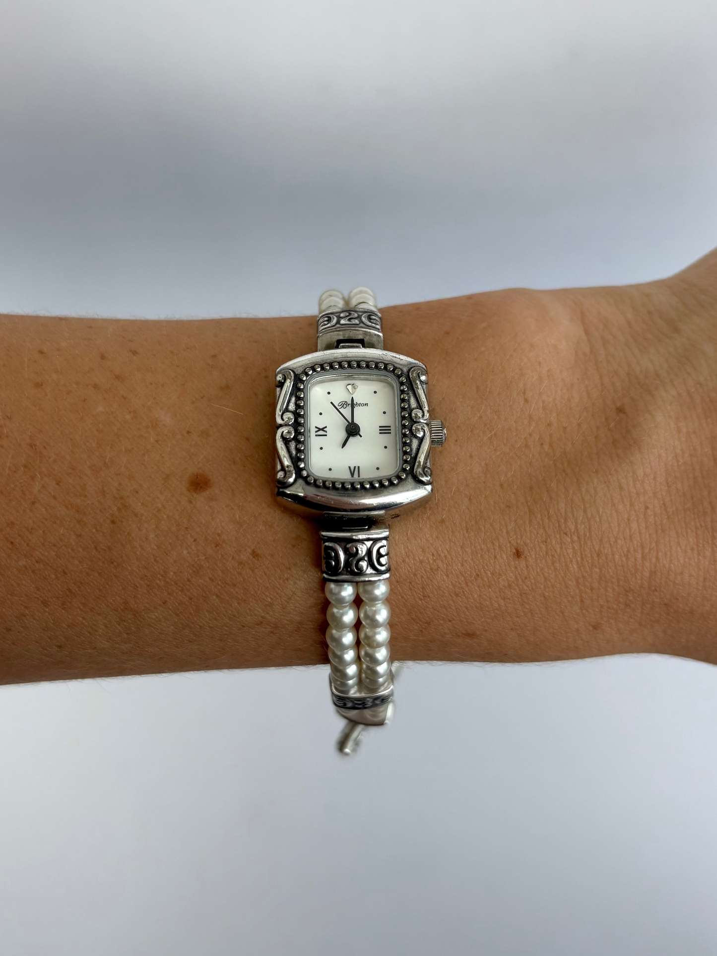 Rare Vintage Brighton Pearl Silver Womens Watch