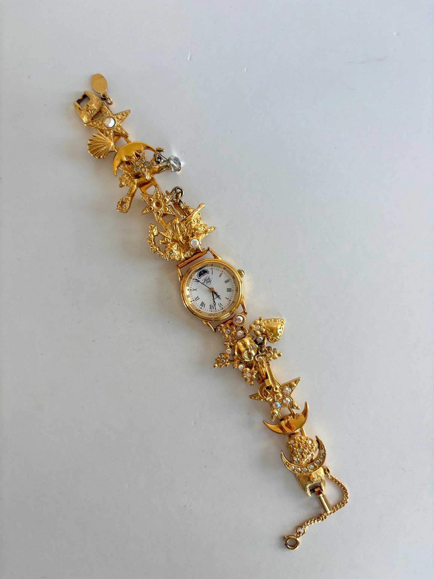 Rare Vintage Kirks Folly Gold Toned Star Charm Womens Watch