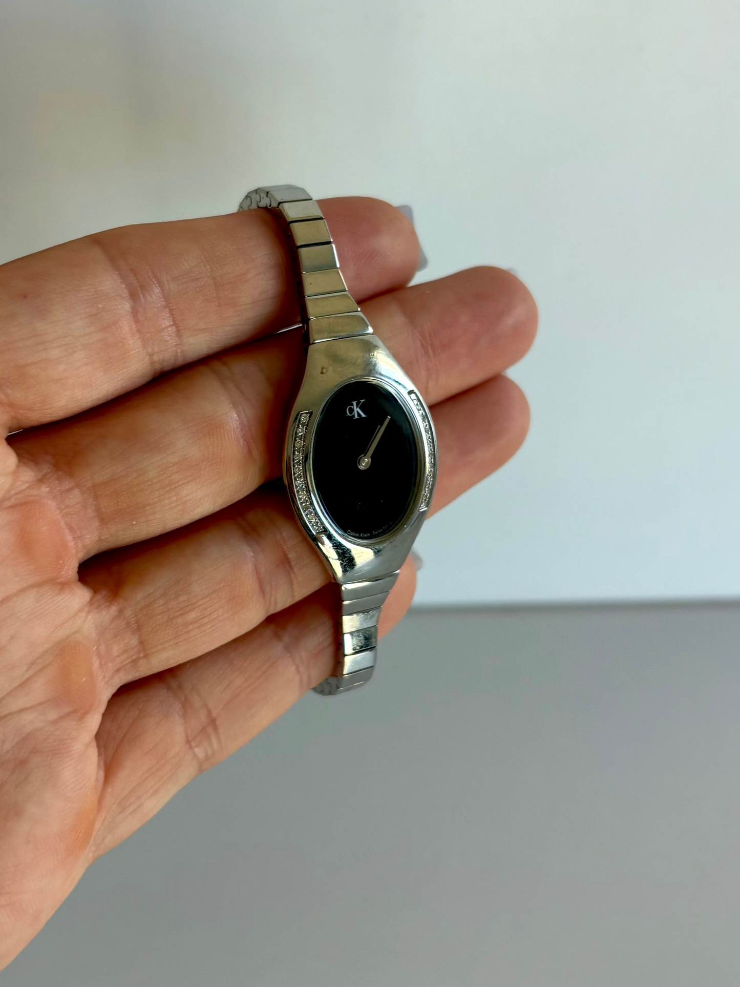 Rare Vintage Silver Toned Oval CK Womens Watch