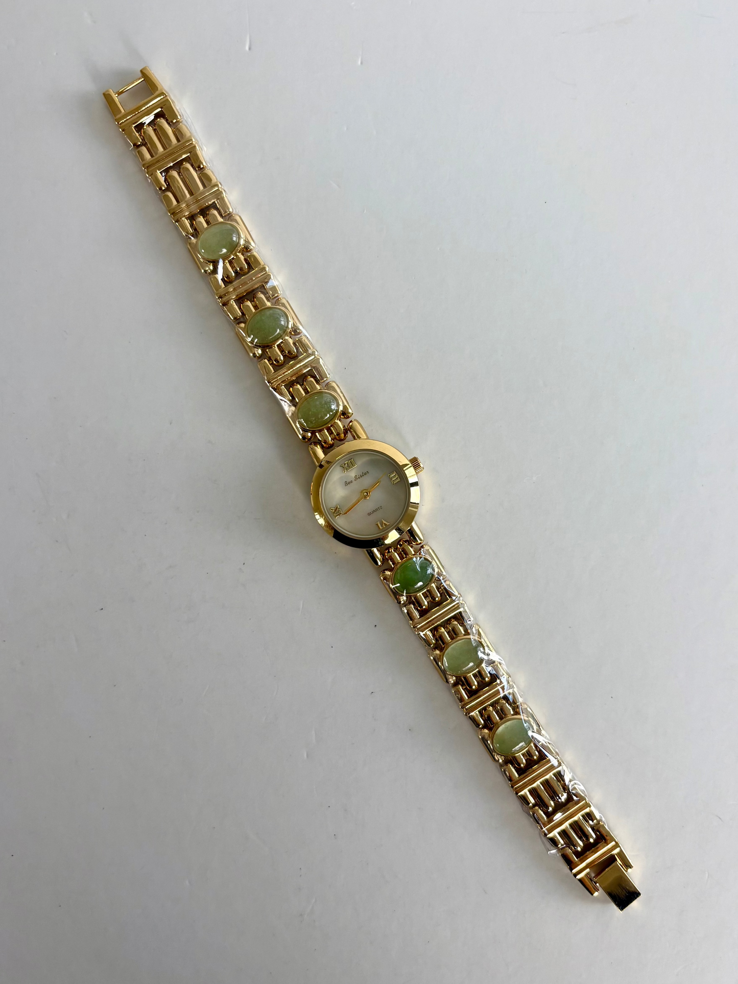 Dainty Vintage White Face Jade Bar Womens Watch Small Face