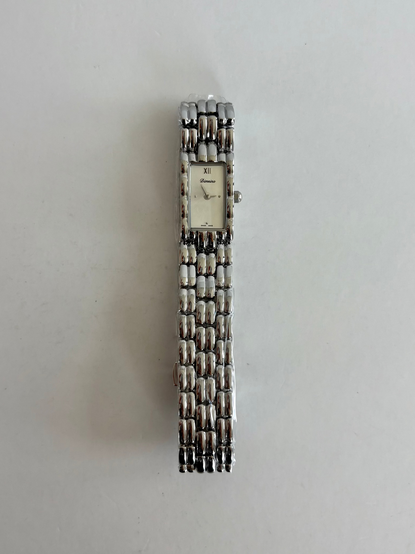 Gaze Vintage White Dial Rectangle Silver Toned Womens Watch