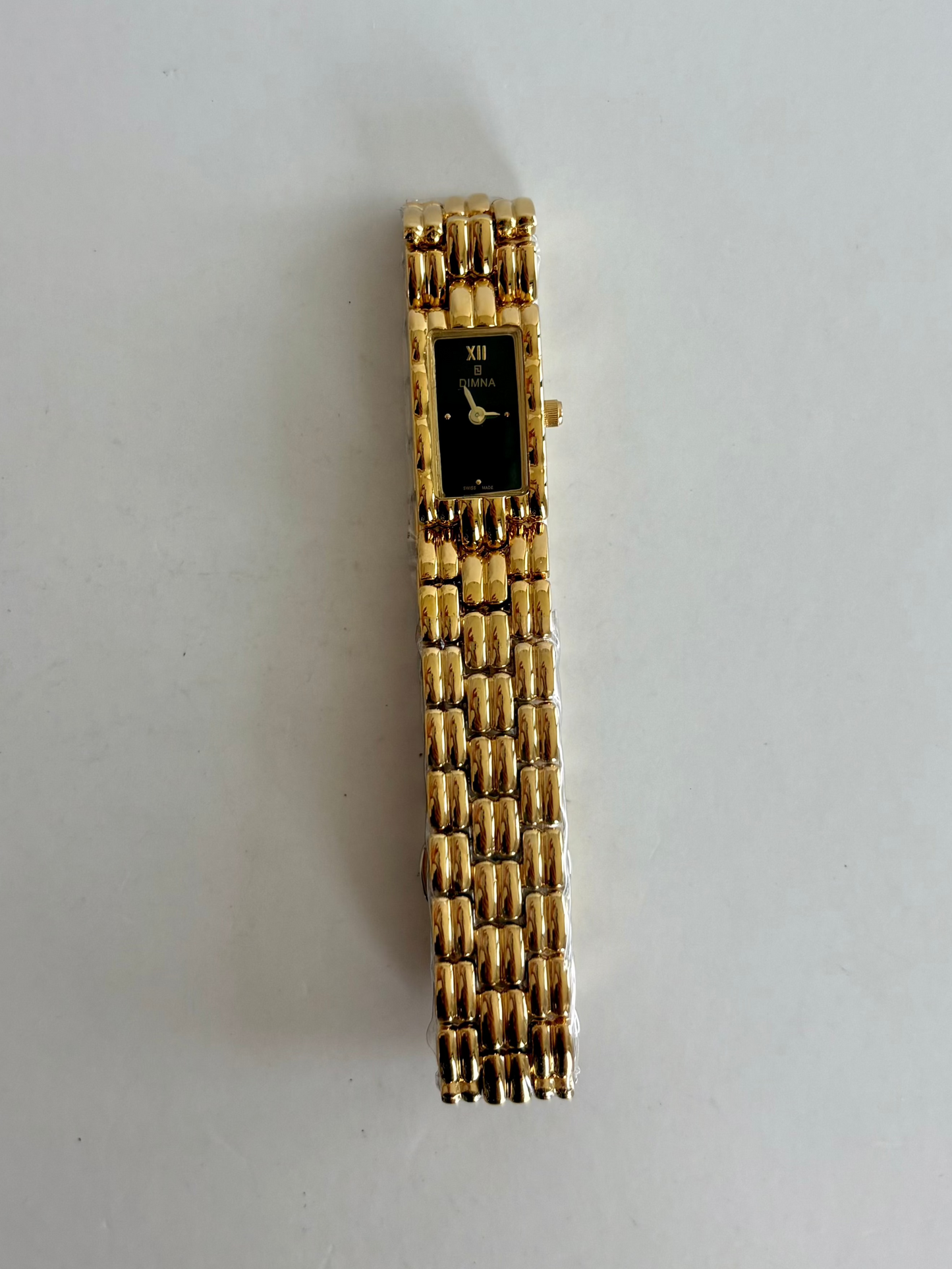 Gaze Vintage Black Dial Rectangle Gold Toned Womens Watch