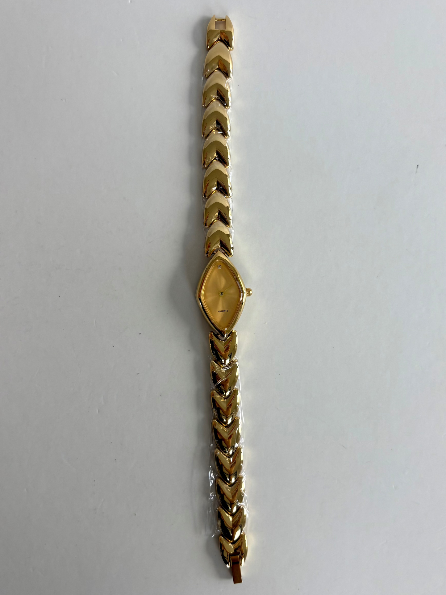 Diamond Geo Gold Dial Vintage Gold Toned Womens Watch