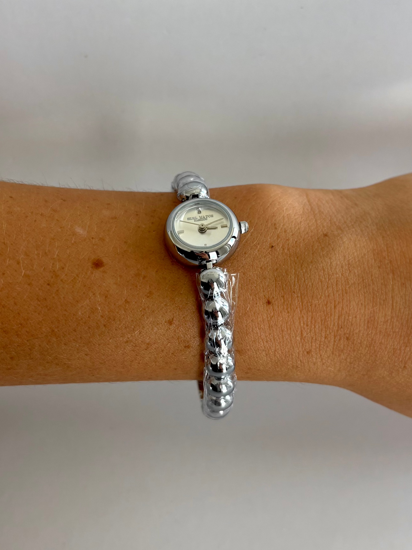 Dainty Bead Silver Small Face Womens Watch