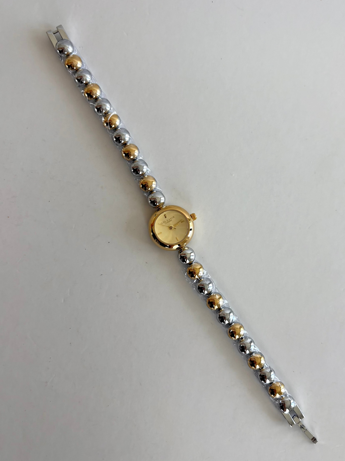 Dainty Bead Two Toned Silver&Gold Small Face Womens Watch