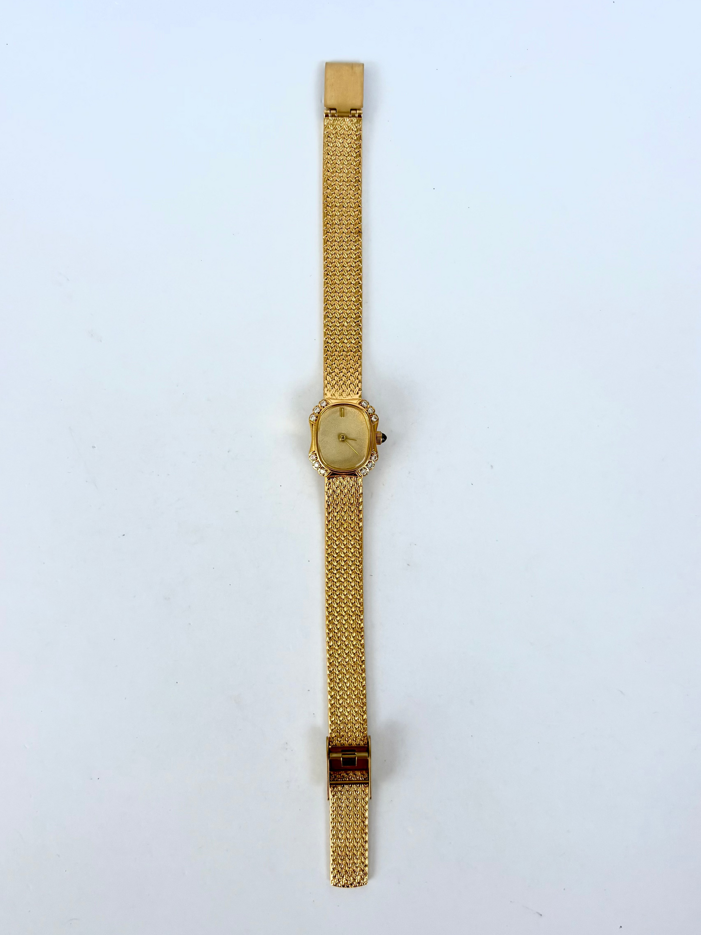 Gold Rectangle Oval Dial Womens Watch