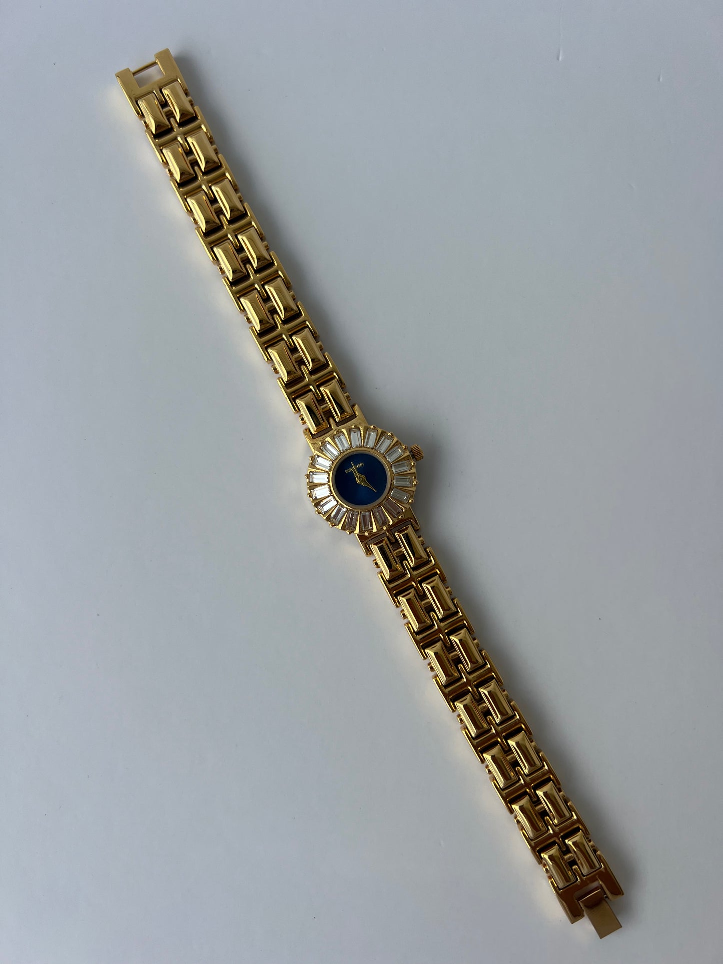 Blue Face Crown Minimalist Gold Womens Watch Small Face