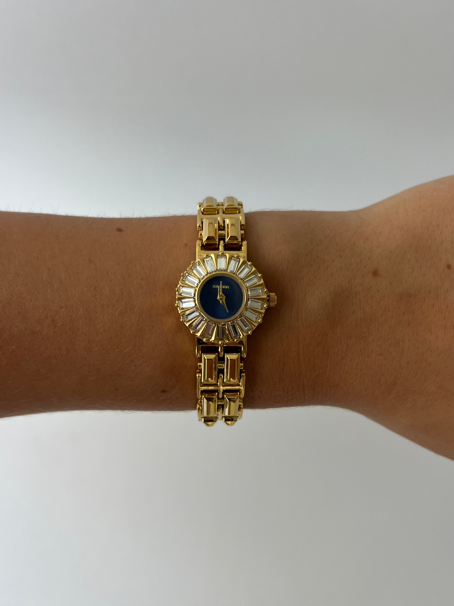 Blue Face Crown Minimalist Gold Womens Watch Small Face