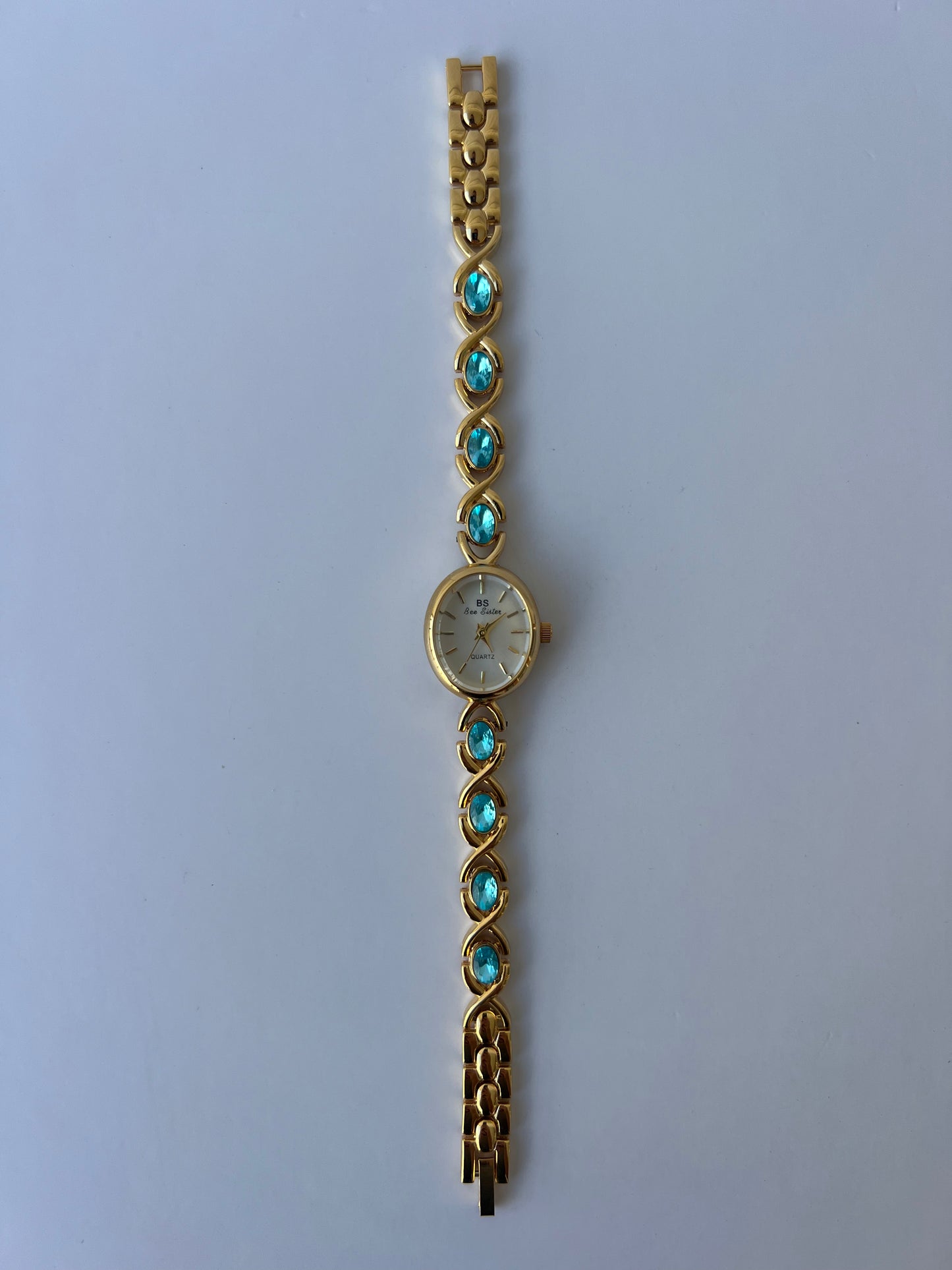 Vintage Blue Diamond Gold Womens Watch Small Face