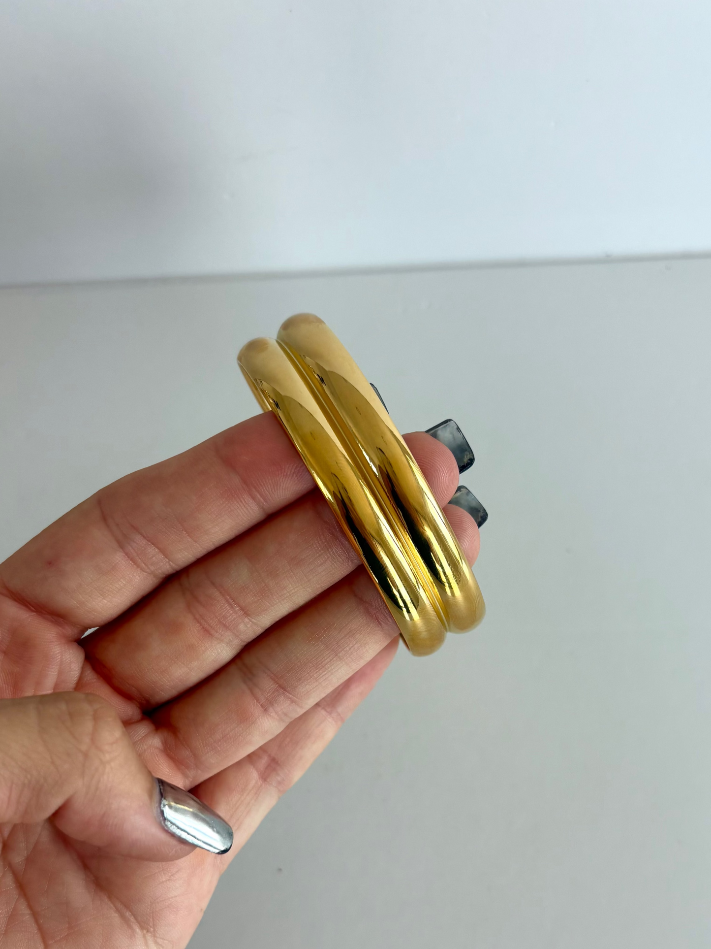 Cuff Bangle Double Bar Gold Bracelet