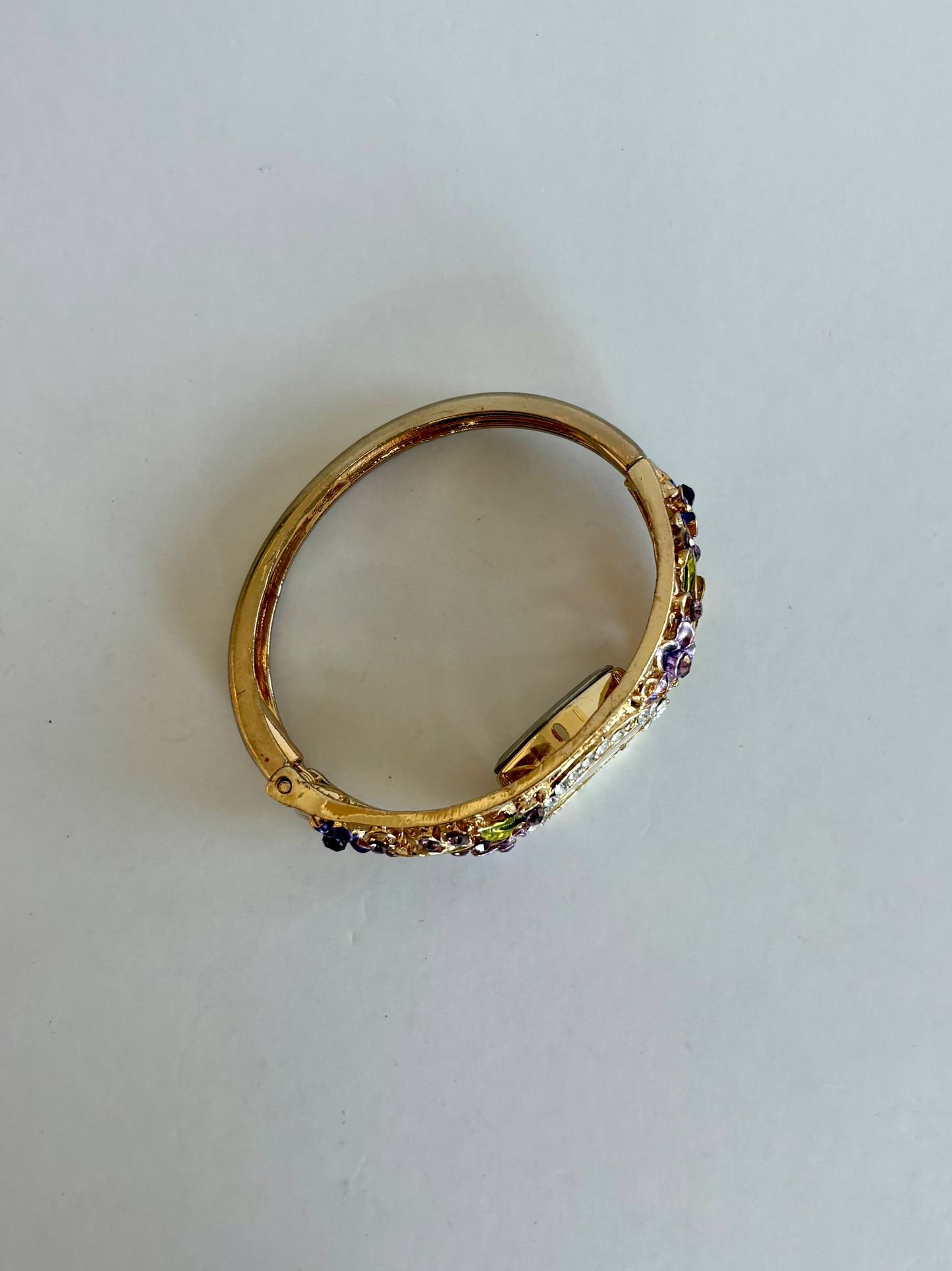 Rare Vintage Flower Purple Gold Toned Womens Watch