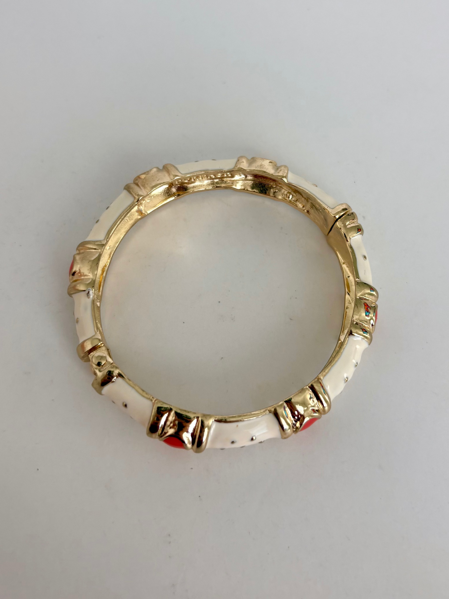 Rare Vintage Fornash Gold, White & Orange Detail Bangle Bracelet