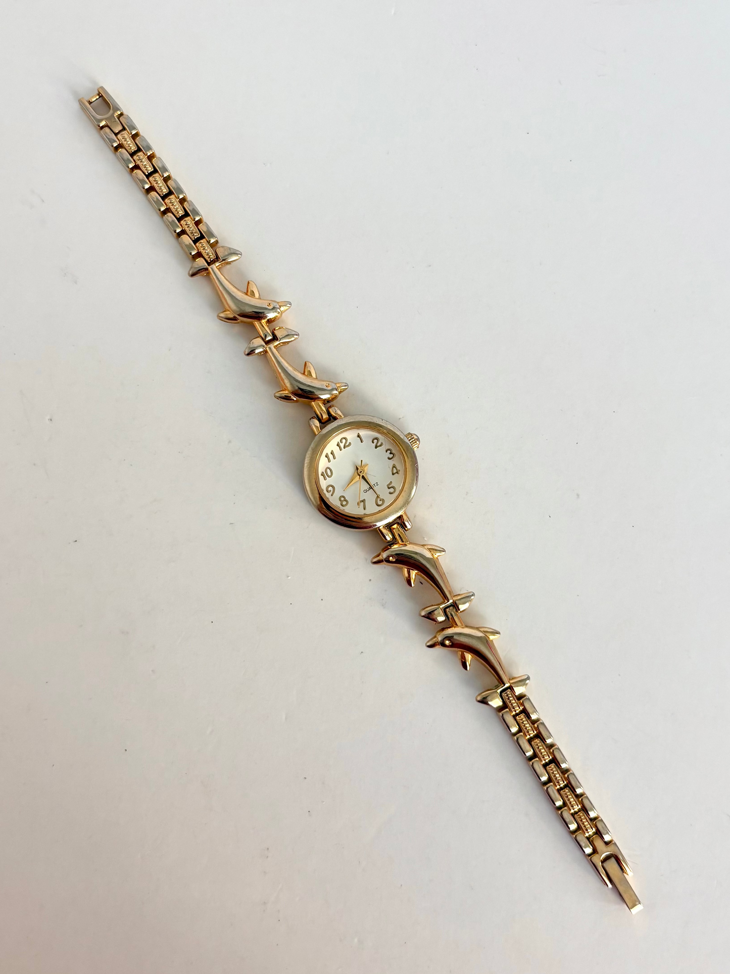 Rare Vintage Gold Dolphin Dainty Womens Watch