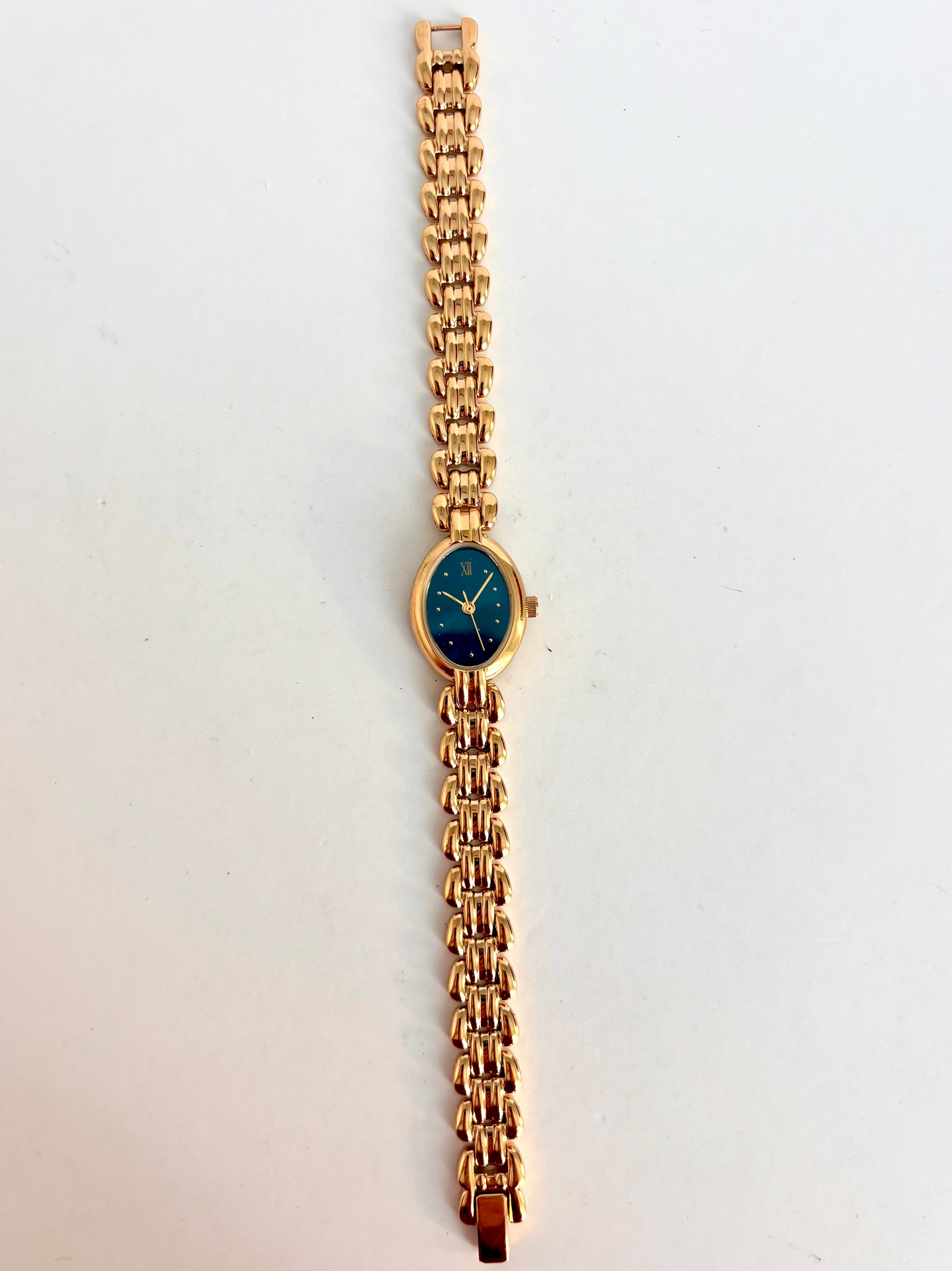 Rare Vintage Gold with Blue Dial Womens Watch
