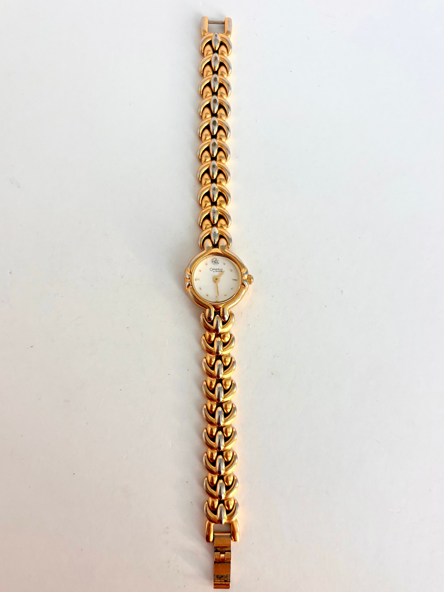 Rare Vintage Bulova Gold with Silver Detail Womens Watch