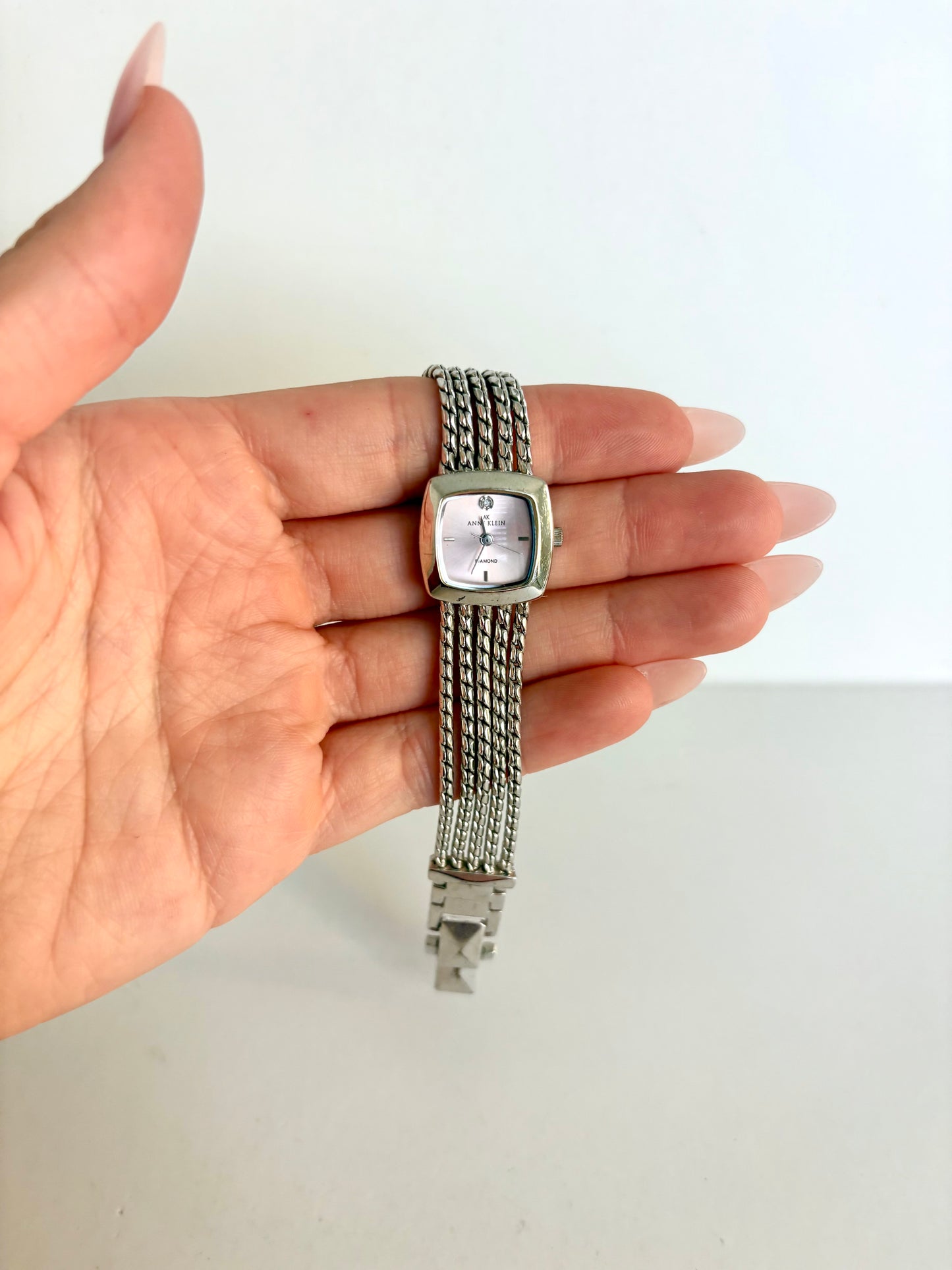 Rare Vintage Unique Silver Watch with Pink Dial