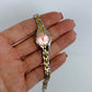 Rare Vintage Pink Detail Gold Womens Watch