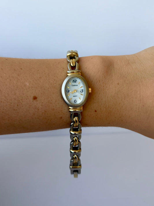 Rare Vintage Silver Toned with Gold Accents Two Toned Womens Watch