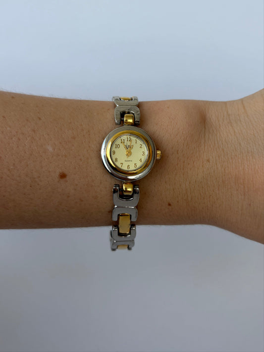 Rare Vintage Paris Two Toned Silver & Gold Details Womens Watch