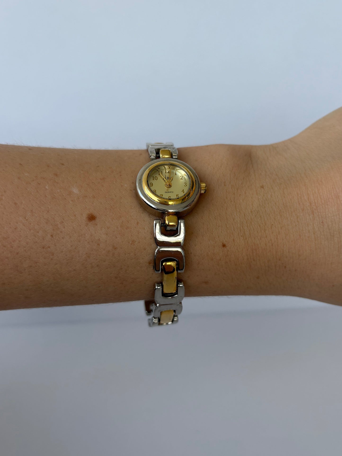 Rare Vintage Paris Two Toned Silver & Gold Details Womens Watch
