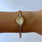 Rare Vintage Purple Flower Dainty Womens Watch Wristwatch Gold Tone