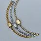 Vintage Inspired Two Toned Silver/Gold Rectangle Dainty Women Watch Small Face