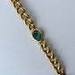 Rare Vintage Blue Face Chunky Links Gold Toned Womens Watch