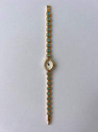 Jo Jasmine Vintage Blue Diamond Gold Women’s Watch Dainty