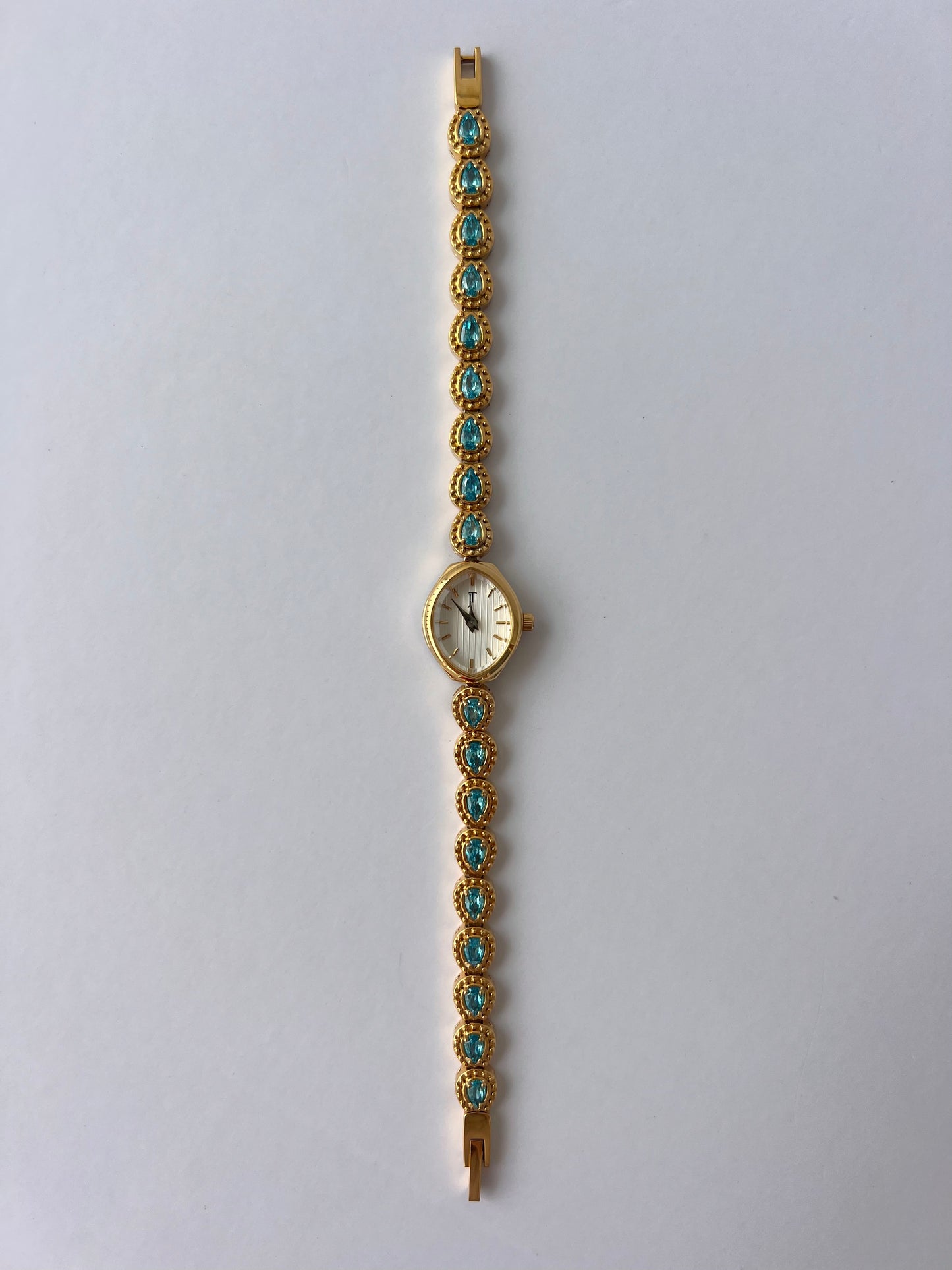 Jo Jasmine Vintage Blue Diamond Gold Women’s Watch Dainty