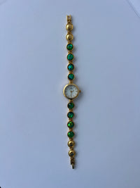 Emerald Green/Blue Gold Toned Watch