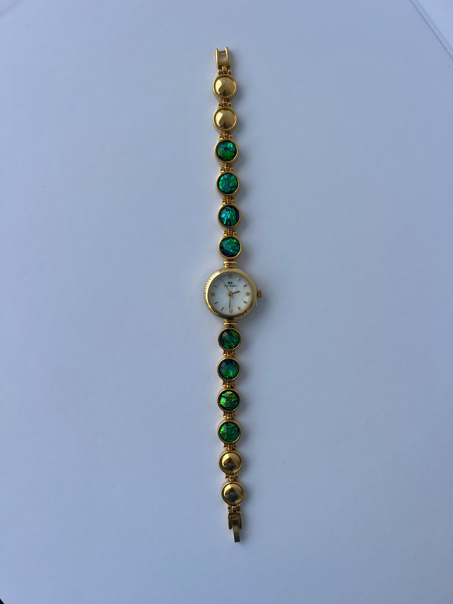 Emerald Green/Blue Gold Toned Watch