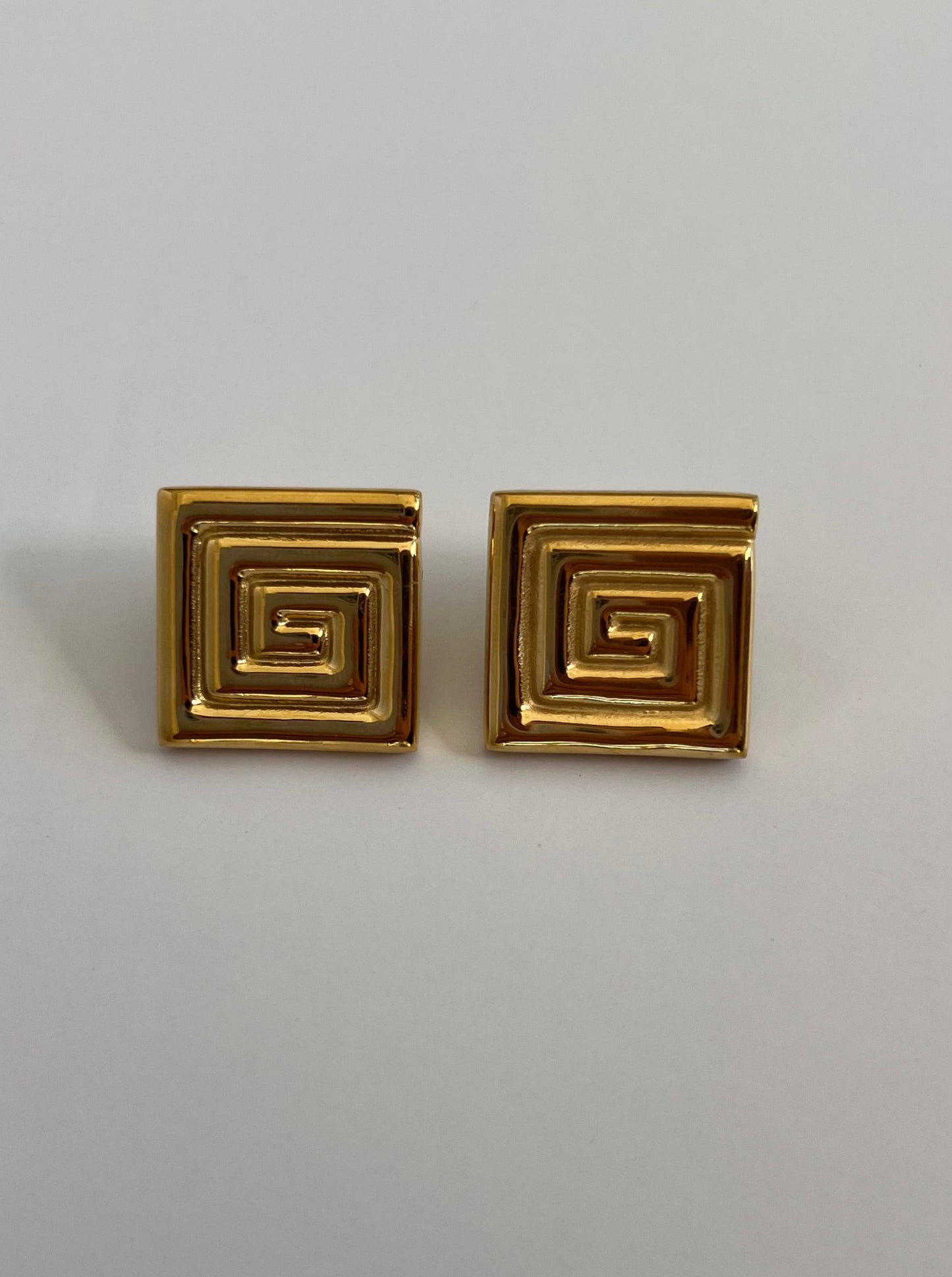 Waterproof 18k Gold Statement Earrings Square