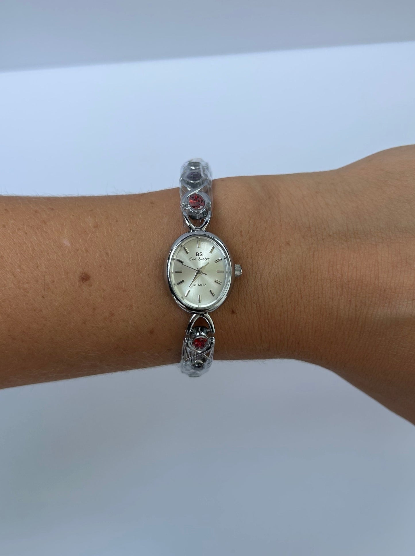 Vintage Colorful Diamond Silver Women’s Watch Small Face
