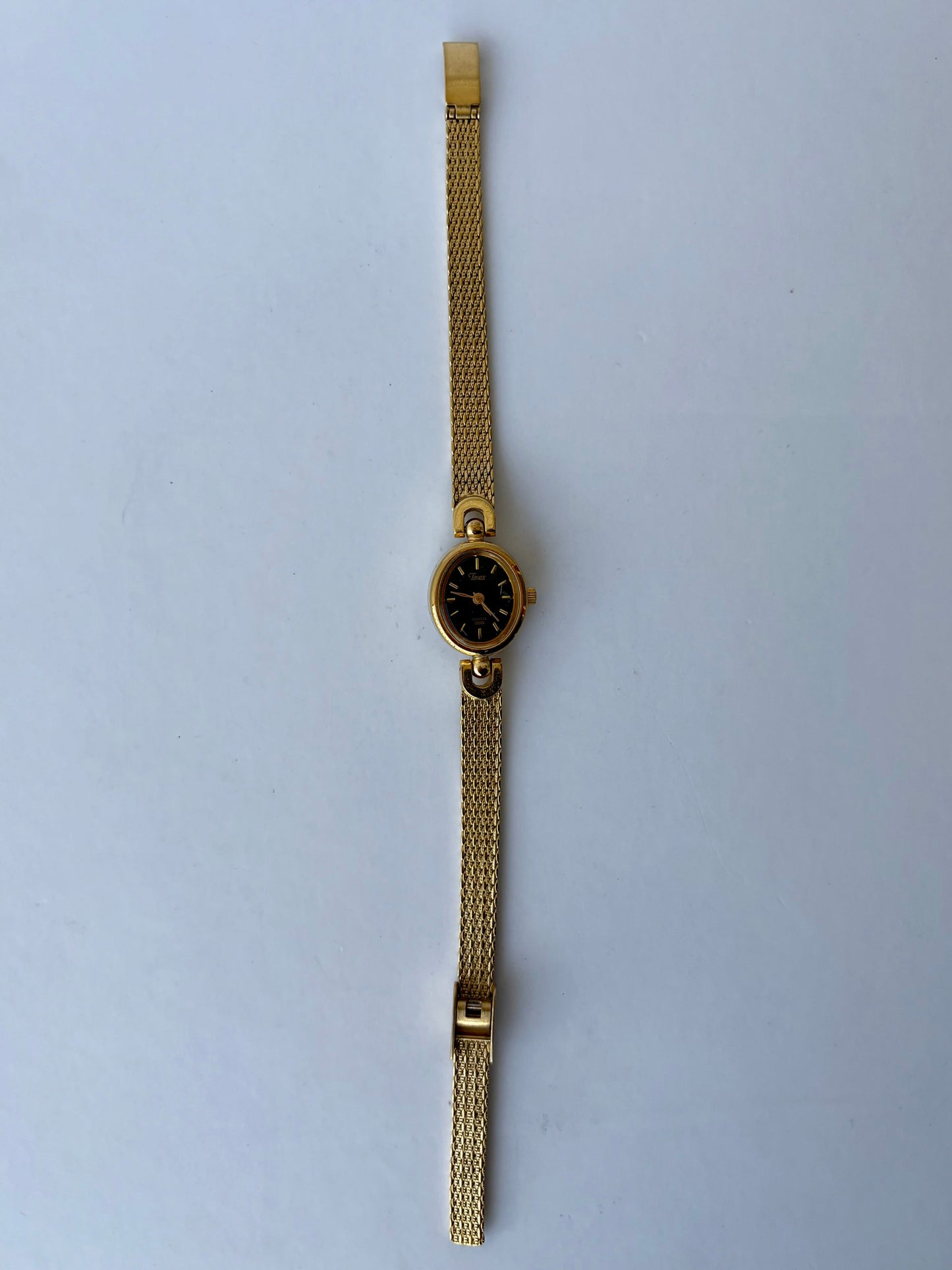 Rare Vintage Dainty Small Face Gold Watch with Black Dial