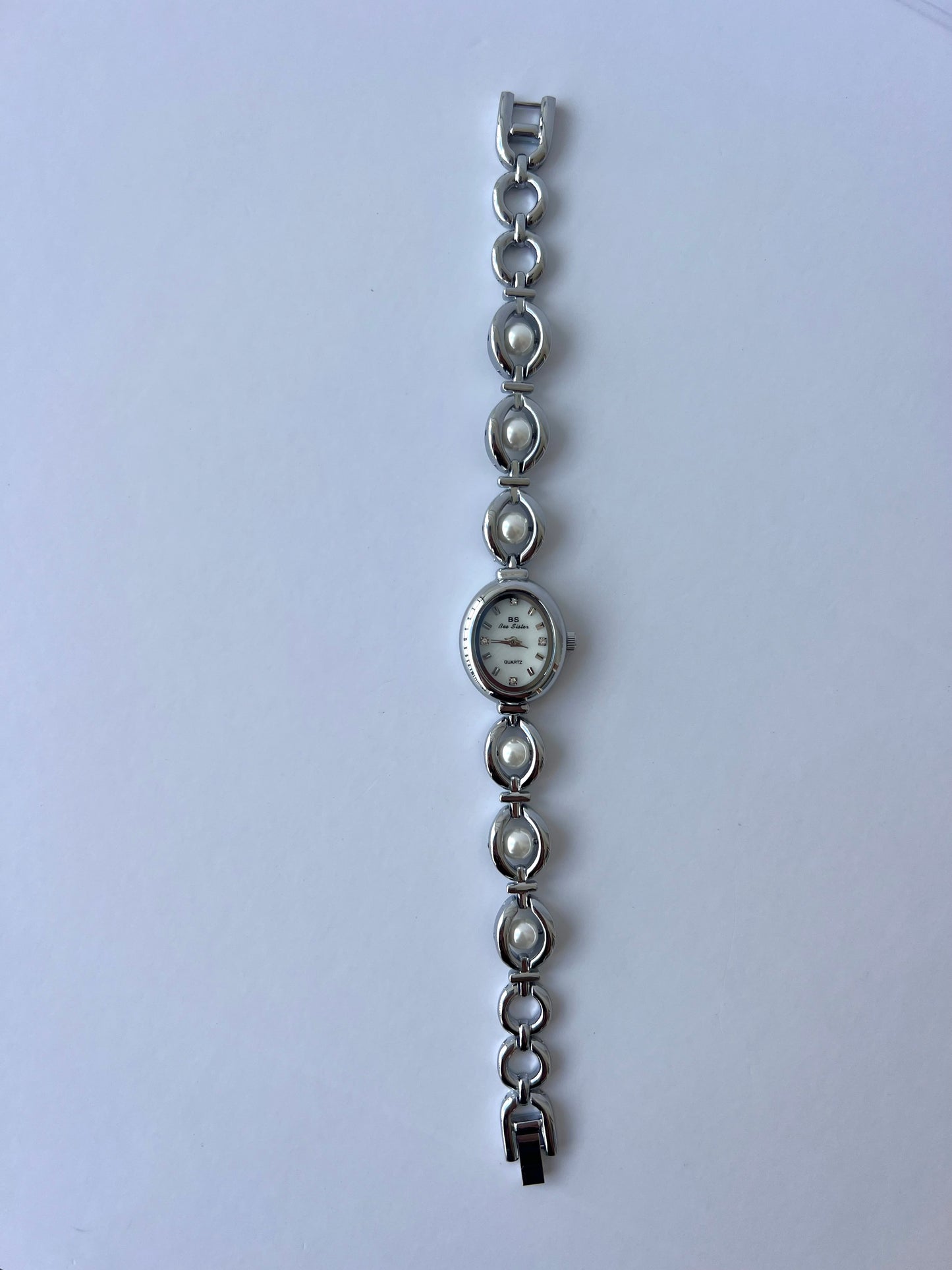 Vintage Pearl Drop Silver Womens Watch Dainty Small Face