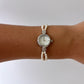 Vintage Silver 2 Pearl Womens Watch Small Face