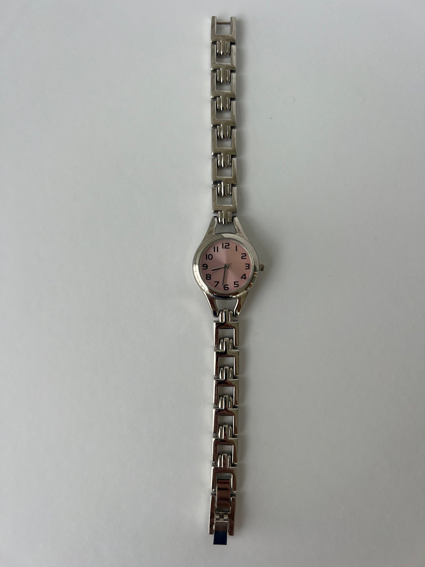 Vintage Rare Pink and Silver Round Face Womens Watch