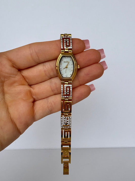 Rare Vintage Dainty Geo Womens Watch Wristwatch Gold