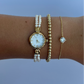 Vintage Gold Plated 2 Pearl Womens Watch Small Face