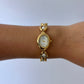 Vintage Pearl Drop Gold Womens Watch Dainty Small Face