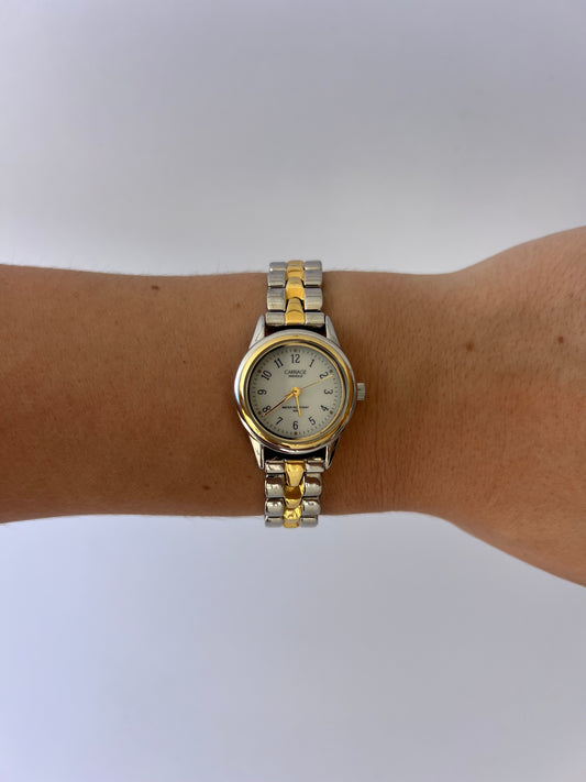 Rare Vintage Vanilla Two Toned Gold/Silver Dainty Womens Watch Wristwatch