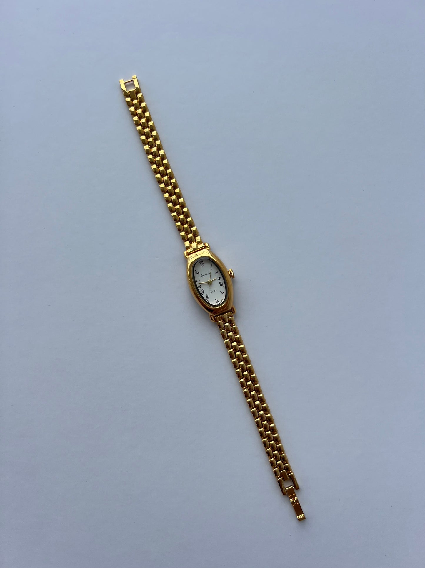 Oval White Vintage Minimalist Gold Womens Watch Small Face