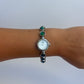 Emerald Green/Blue Silver Toned Watch